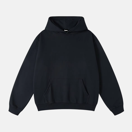 BARE Boxy Oversized Blank Hoodie - Black