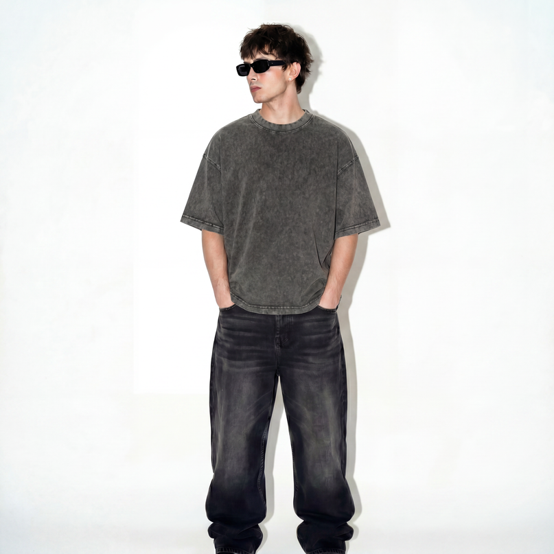 BARE Boxy Tee - Vintage Wash Grey