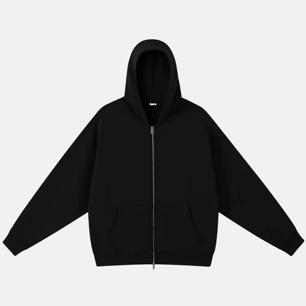 BARE Zip Up Blank Hoodie - Black