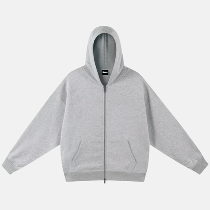 BARE Zip Up Blank Hoodie - Grey