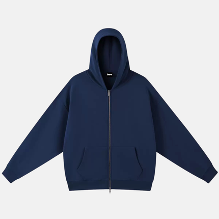 BARE Zip Up Blank Hoodie - Navy