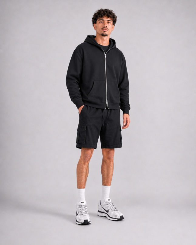 Heavyweight Zip Up Hoodie - Black