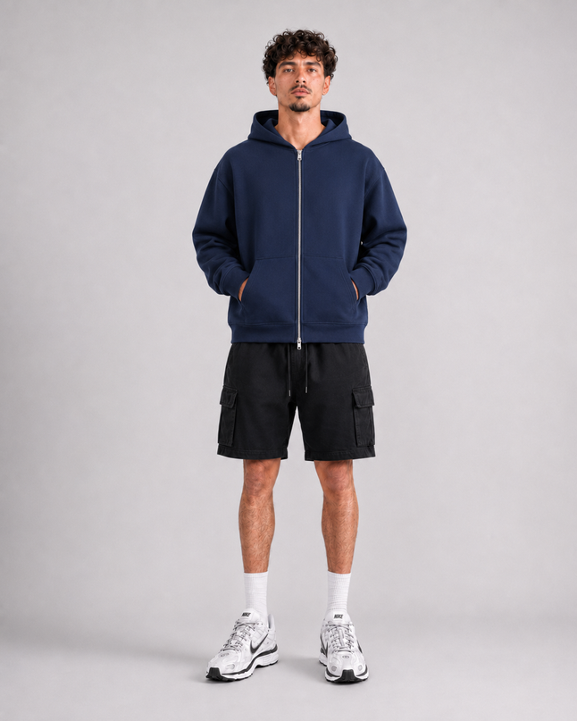 Heavyweight Zip Up Hoodie - Navy